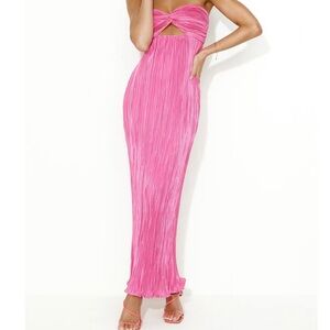 Hello Molly Wearing This Tonight Plisse Strapless Maxi Dress Pink Size Medium